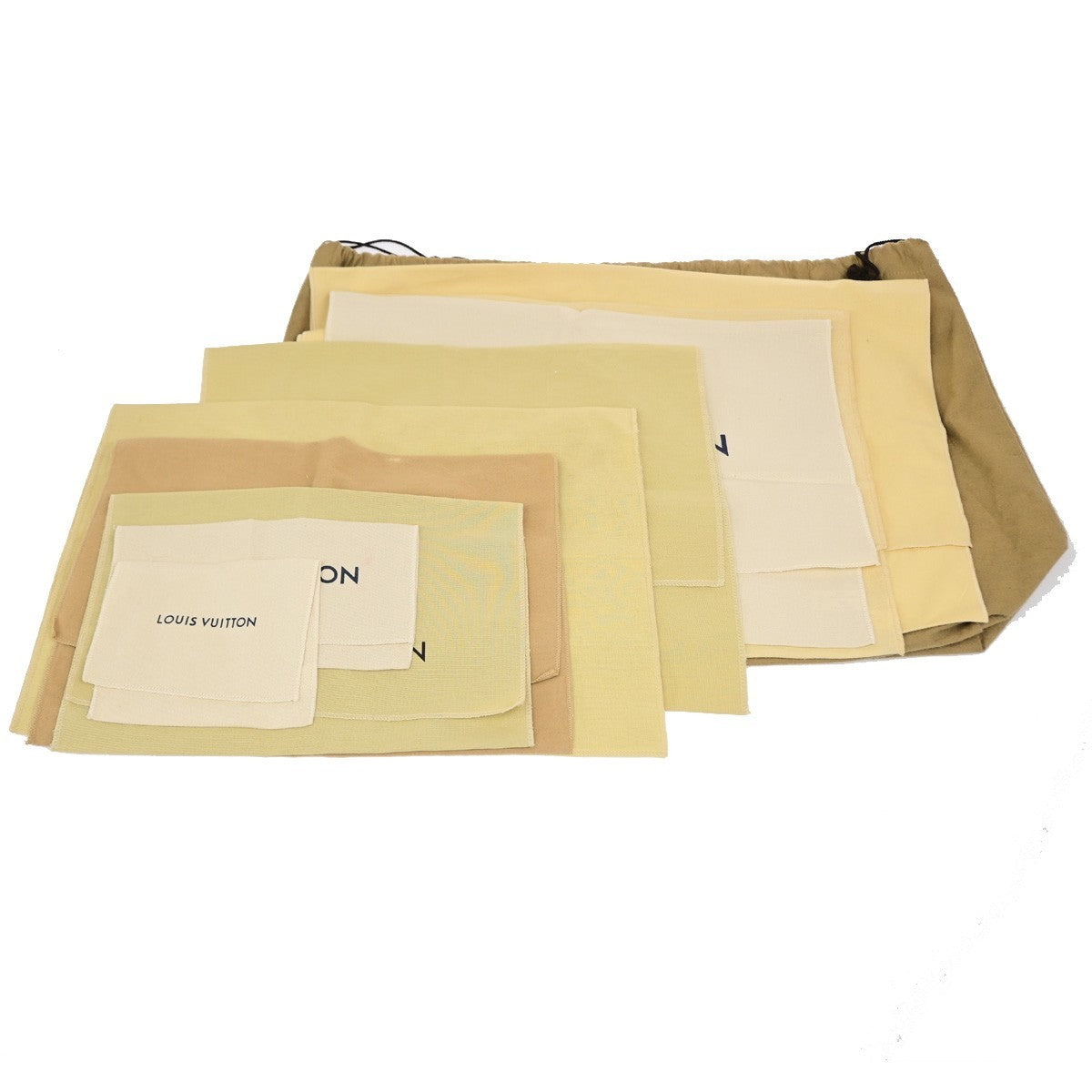 LOUIS VUITTON Logo 10 Set Dust Bag Drawstring Canvas Cotton Beige Brown 09KD214
