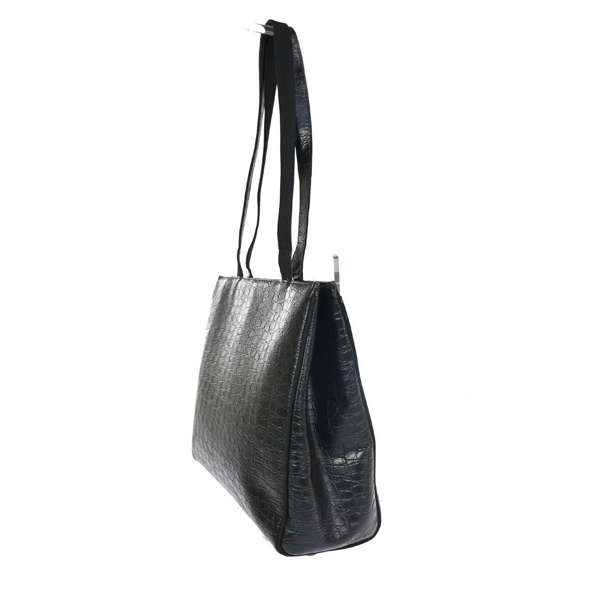 SALVATORE FERRAGAMO Vara Shoulder Bag Embossing Leather Black Italy 68FA018