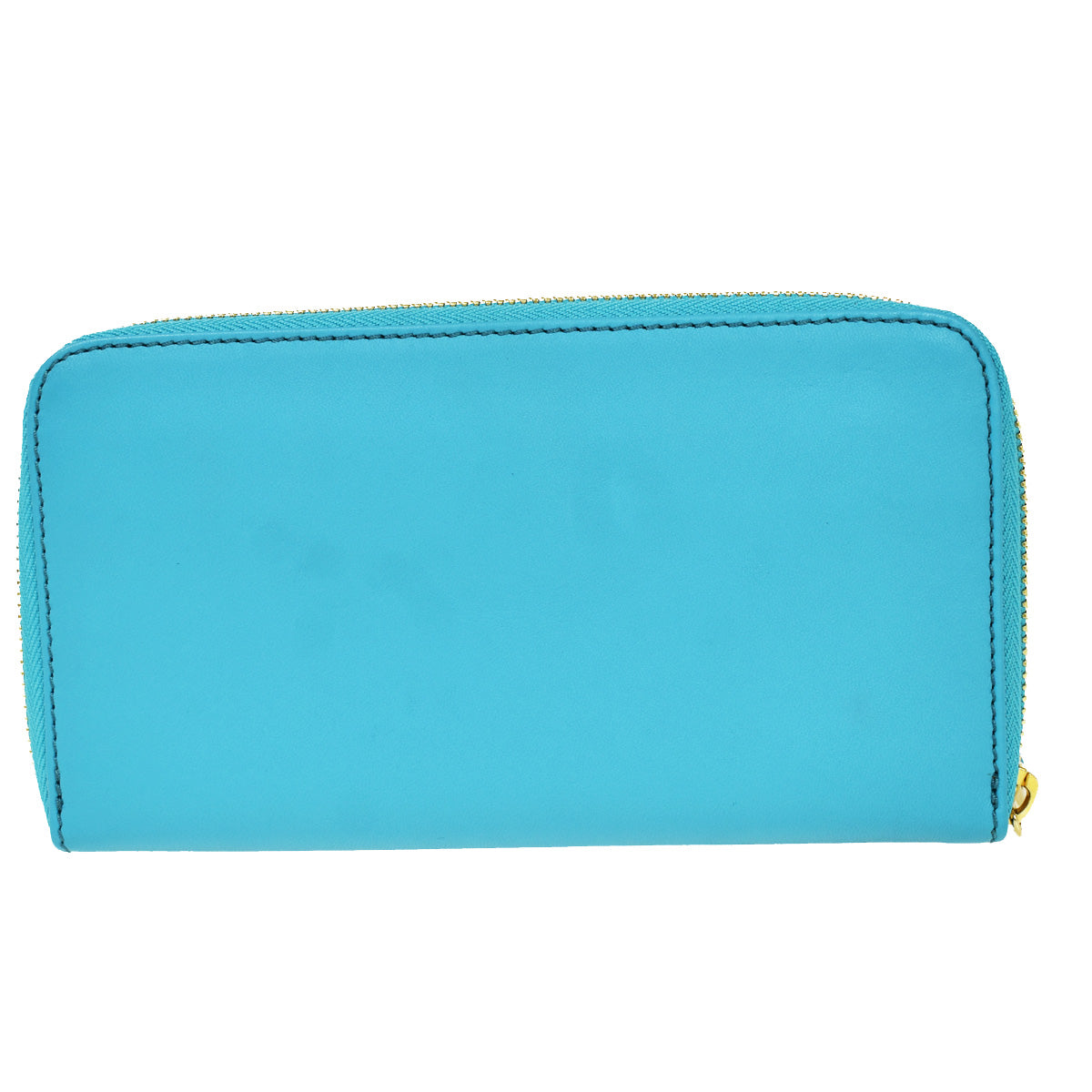 CHLOE Logo Long Leather Bow Wallet Purse Ribbon Blue Gold Bulgaria 68YA303