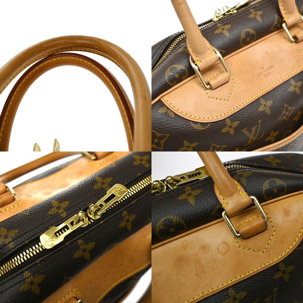 LOUIS VUITTON LV Logo Deauville Hand Bag Monogram Leather Brown M47270 72KD188