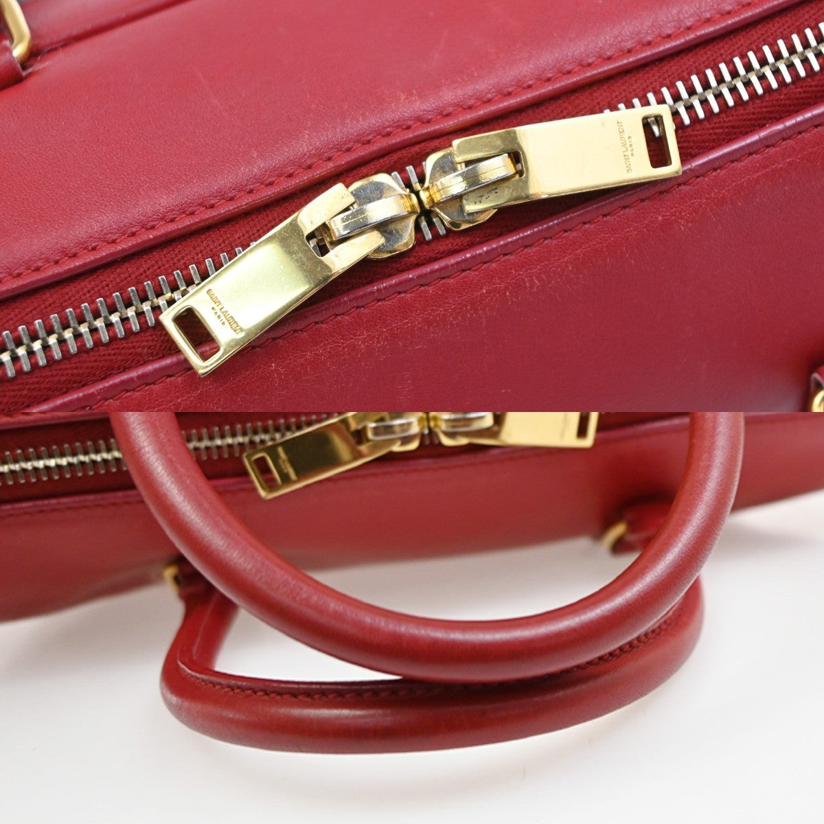 SAINT LAURENT Baby Duffle 2way Shoulder Hand Bag Leather Red GHW Italy 86KD179