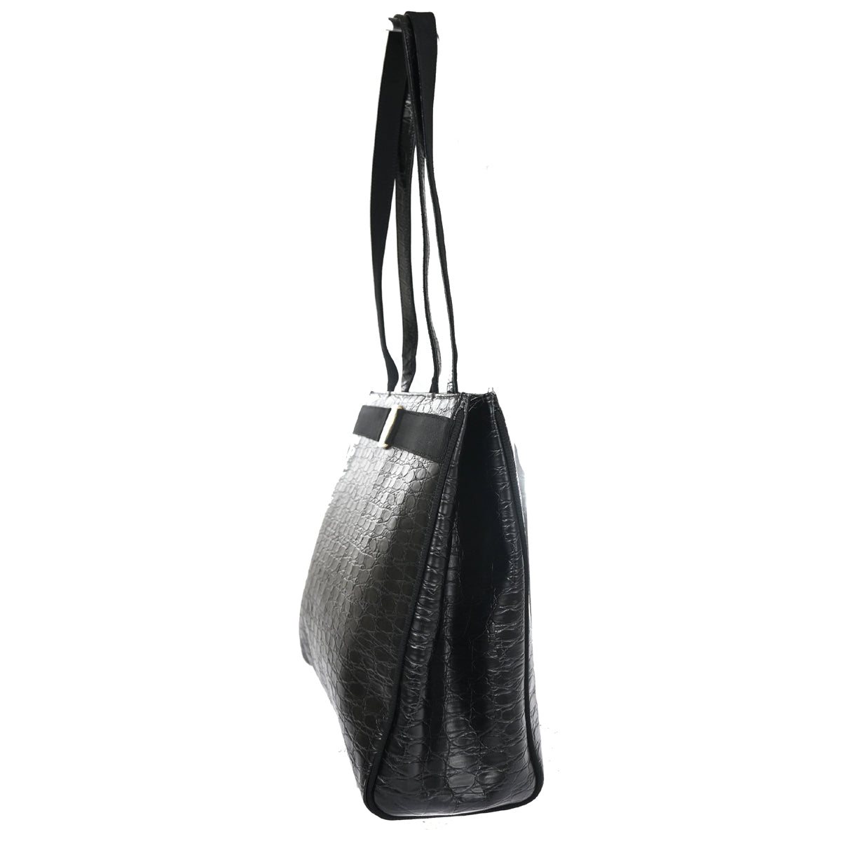 SALVATORE FERRAGAMO Vara Shoulder Bag Embossing Leather Black Italy 68FA018