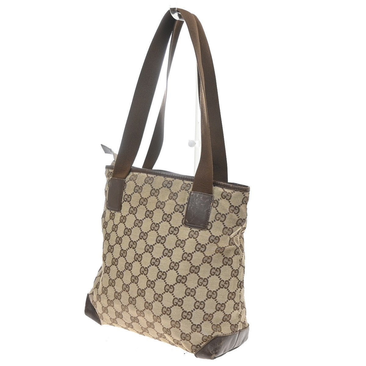 GUCCI Logo GG Pattern ShoulderTote Bag Canvas Leather Beige Italy 02KD124