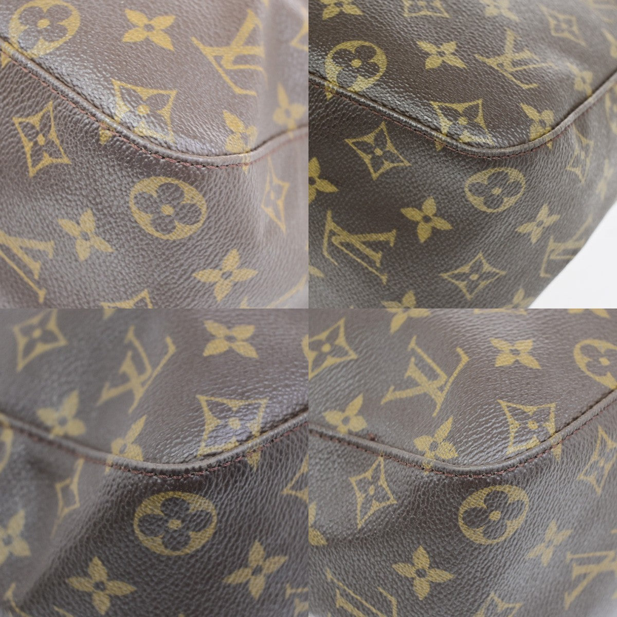 LOUIS VUITTON Logo Looping GM Shoulder Bag Monogram Leather Brown M51145 18KD169