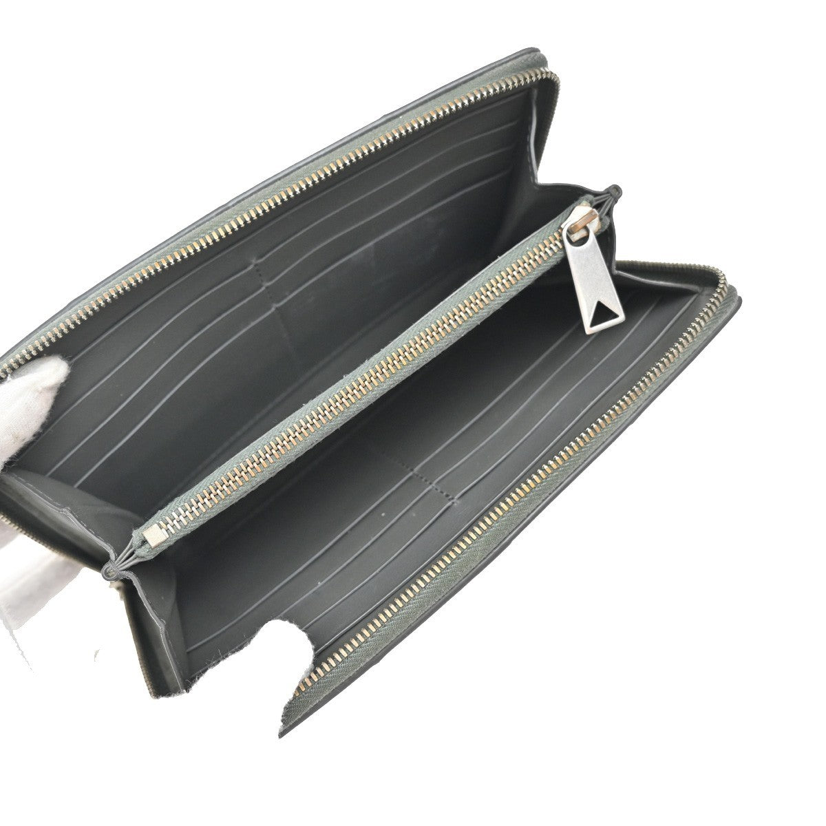 BOTTEGA VENETA Logo Cassette Zip Around Long Wallet Leather Gray Italy 30KP021