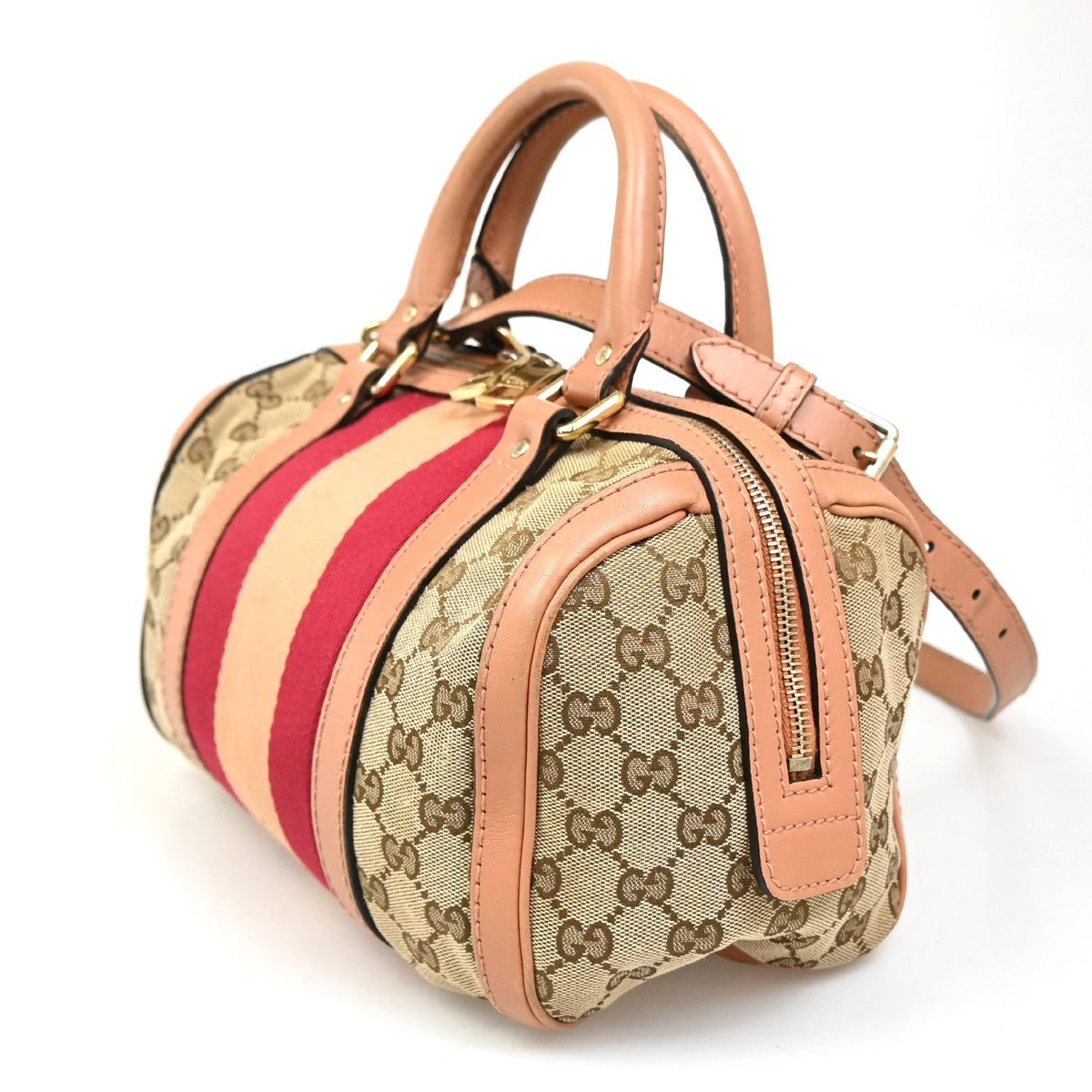 GUCCI GG Sherry 2Way Tote Shoulder Hand Bag Canvas Leather Brown Italy 72ZA104