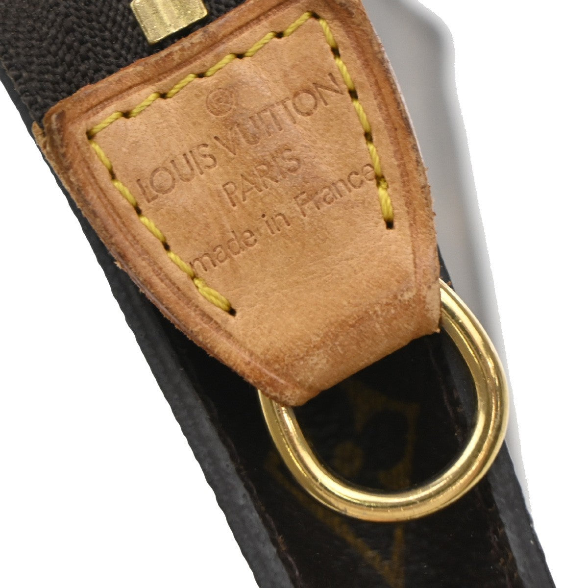LOUIS VUITTON Logo BUCKET PM Pouch Bag Monogram Leather Brown France 02KB374