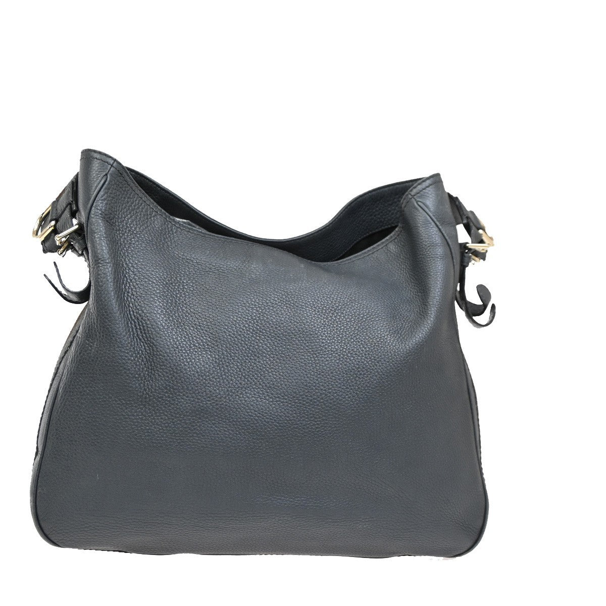 GUCCI Logo Heritage Web Striped Hobo Shoulder Bag Leather Gray GHW Italy 35DA239