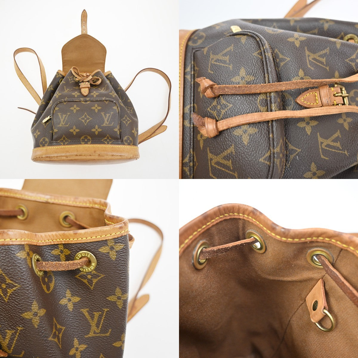 LOUIS VUITTON Mini Montsouris Backpack Bag Monogram Leather Brown M51137 79YJ030