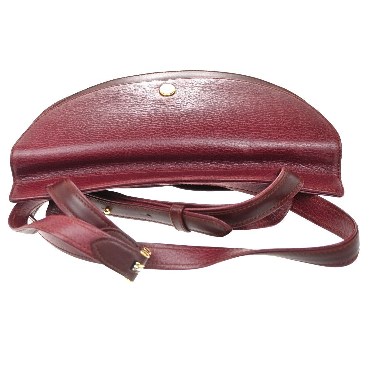 MUST DE CARTIER 2C Logo Shoulder Hand Bag Leather Red Burgundy GHW Spain 36CA740