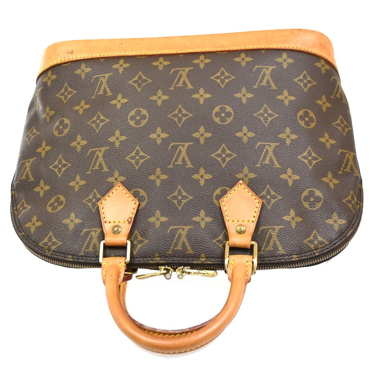 LOUIS VUITTON LV Logo Alma Hand Bag Monogram Leather Brown France M51130 88KC295