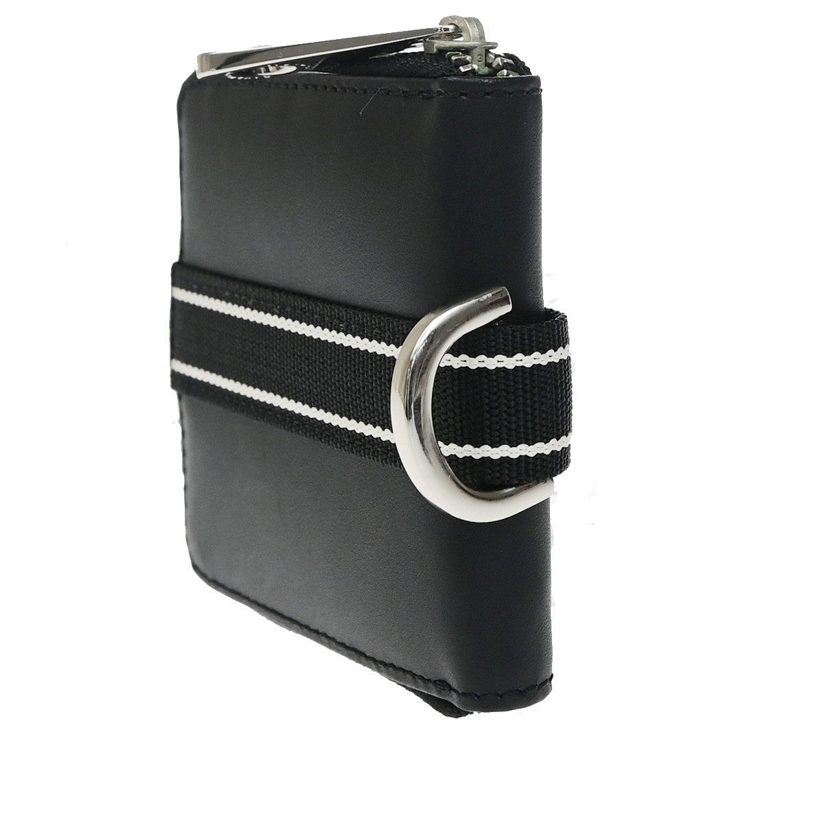 GIVENCHY Logo Zipper Compact Wallet Purse Leather Black SHW 04YJ252