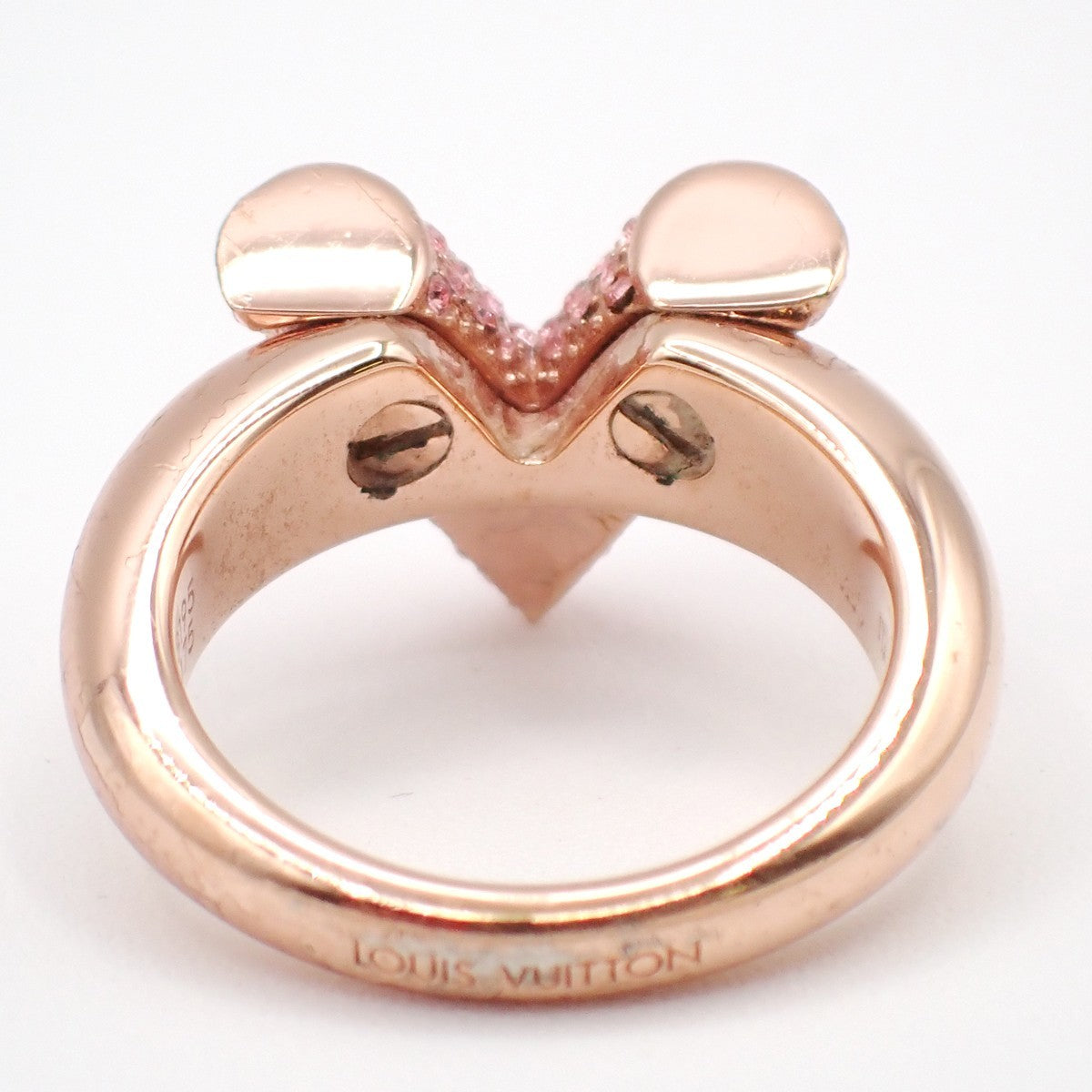 LOUIS VUITTON Essential V Strass Ring Size M Rose Gold Rhinestone M68195 30RL904
