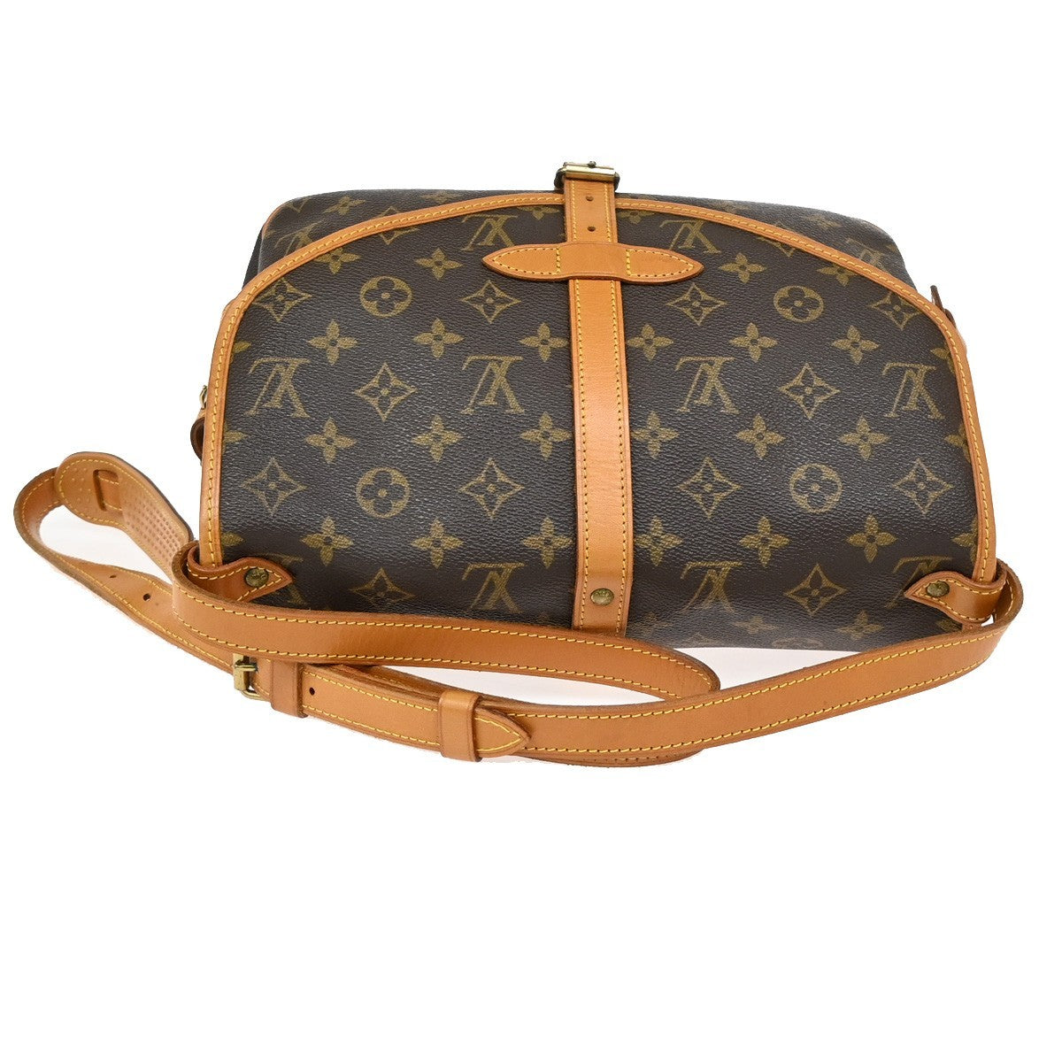 LOUIS VUITTON Logo Saumur 30 Shoulder Bag Monogram Leather Brown M42256 98TA025