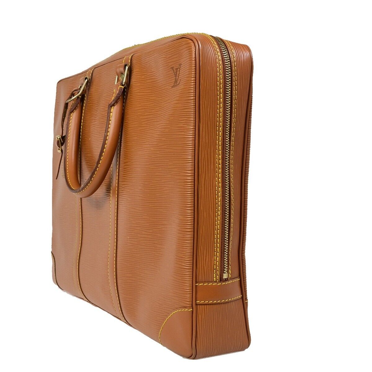 LOUIS VUITTON Porte Documents Voyage Briefcase Hand Bag Epi Gold M59098 82EB589