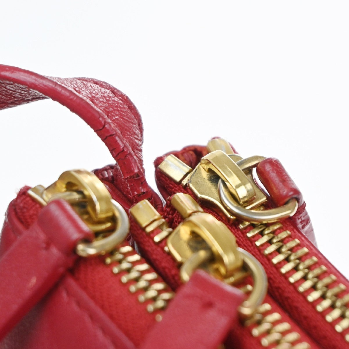 CELINE Logo Trio Small Crossbody Shoulder Bag Leather Red Italy GHW 32MA305