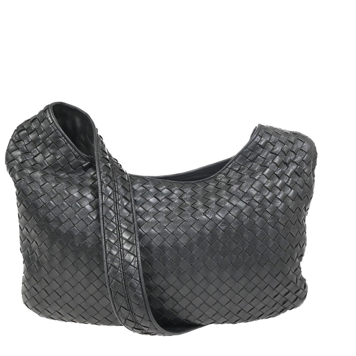 BOTTEGA VENETA Intrecciato Shoulder Crossbosy Bag Leather Black Italy 21ZA288
