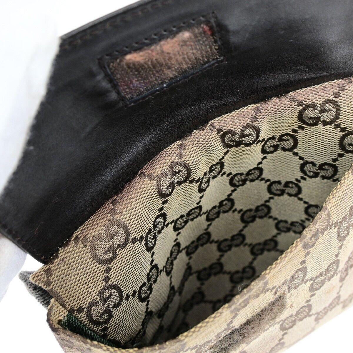 GUCCI Logo GG Pattern Bum Bag Belt Canvas Leather Brown Silver Italy 30ED208