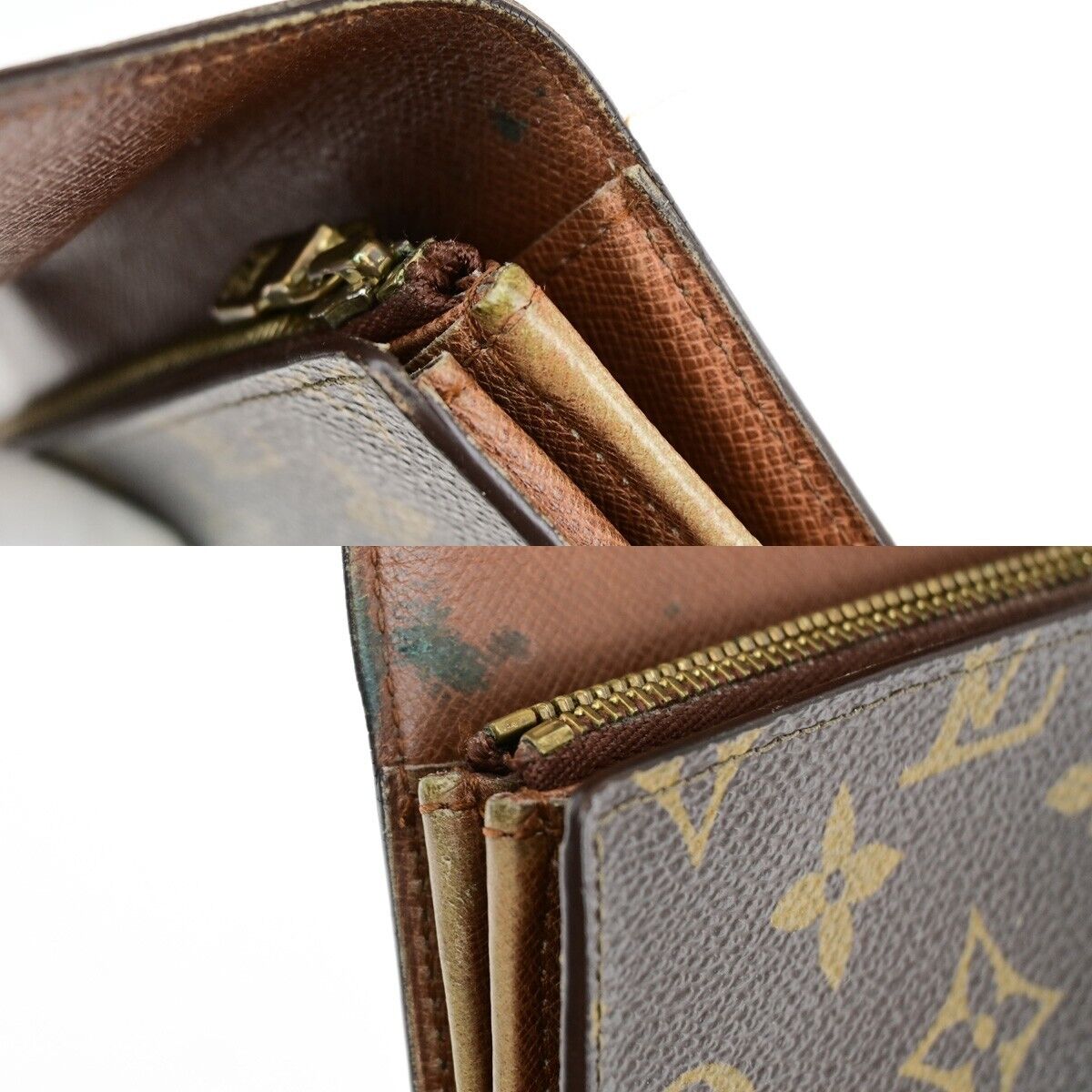 LOUIS VUITTON LV Logo 4 Set Bifold Trifold Long Wallet Monogram Brown 65FA707