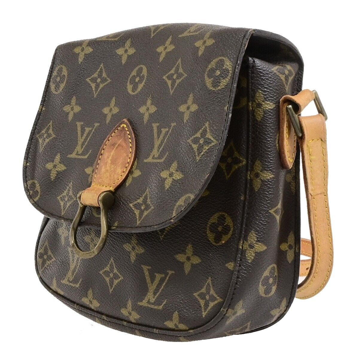 LOUIS VUITTON Saint Cloud MM Shoulder Bag Monogram Leather Brown M51243 64ED489