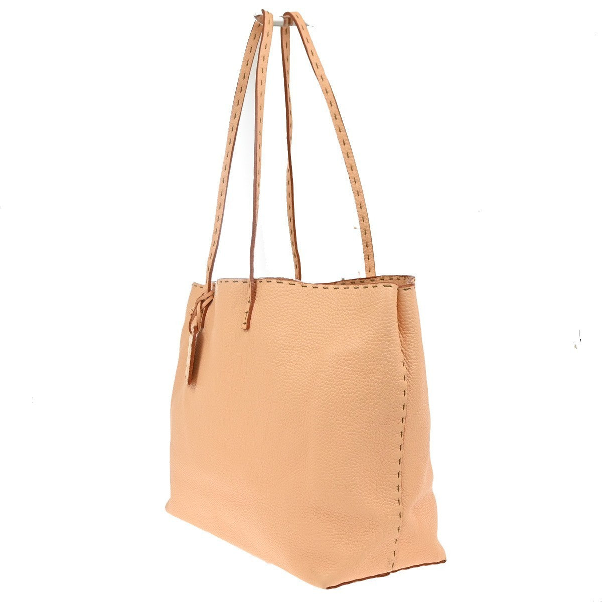 FENDI Selleria Logo Shoulder Tote Hand Bag Charm Leather Orange Italy 87MA291