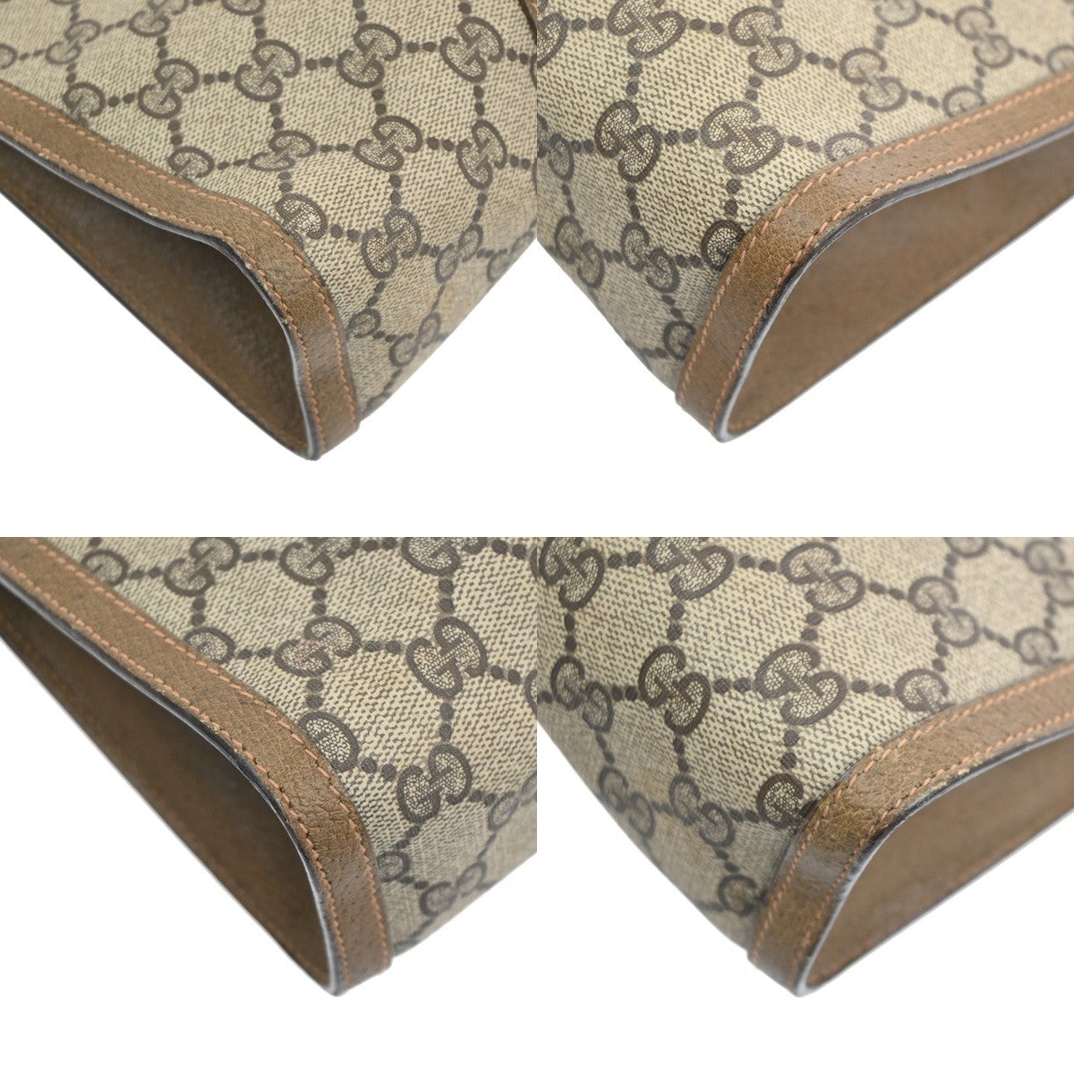 GUCCI GG Pattern Sherry Clutch Hand Bag PVC Leather Brown Italy 05TA586
