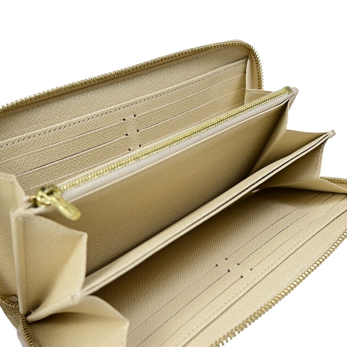 LOUIS VUITTON Long Zippy Wallet Purse Damier Azur Leather White N41660 74KA211