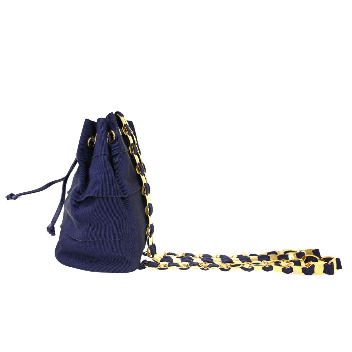 SALVATORE FERRAGAMO Vara Chain Bag Backpack Canvas Leather Navy Blue 63HB588
