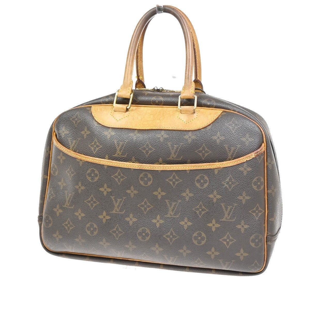 LOUIS VUITTON LV Logo Deauville Hand Bag Monogram Leather Brown M47270 37YH878