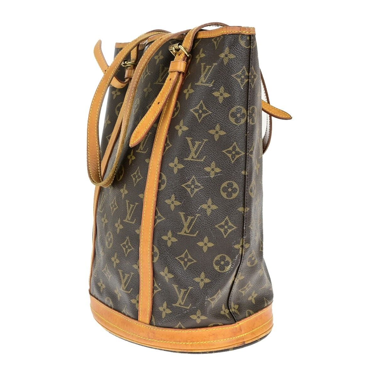 LOUIS VUITTON BUCKET GM Shoulder Tote Bag Monogram Leather Brown M42236 31ED302