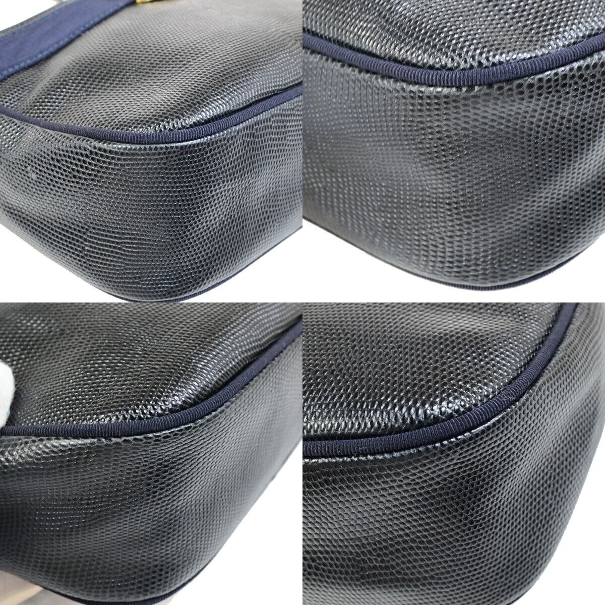 SALVATORE FERRAGAMO Vara Mini Shoulder Bag Embossing Leather Blue 69FB072