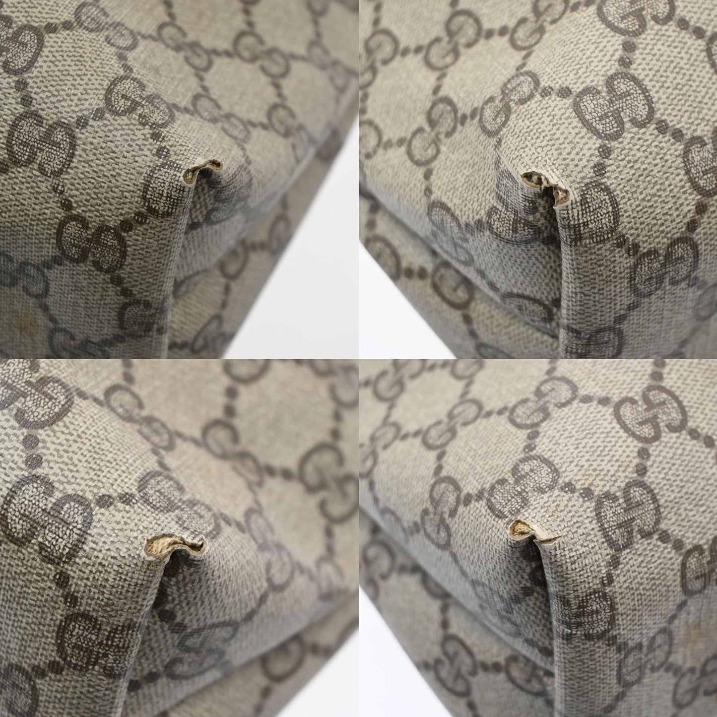 GUCCI Logo GG Pattern Sherry Shoulder Tote Bag PVC Leather Brown Italy 61KD146