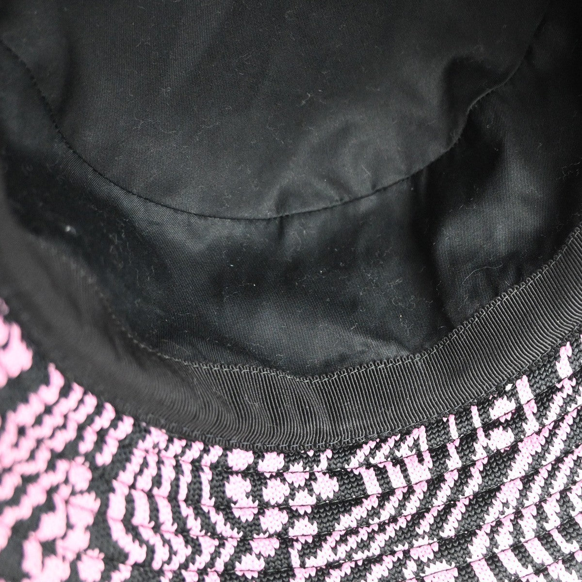 PRADA Logo Bucket Hat Size S Jacquard Pink Black Italy 80KB484