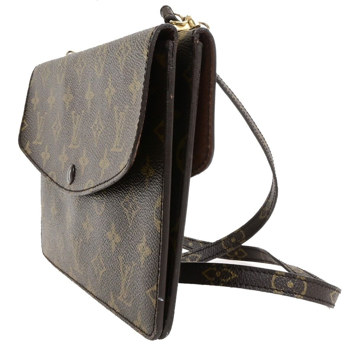 LOUIS VUITTON Double Rabat Shoulder Bag Monogram Leather Brown M51815 36FB517