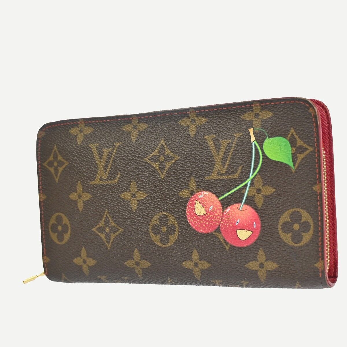 LOUIS VUITTON LV Zippy Long Wallet Purse Monogram Cherry Brown M95006 35FA453