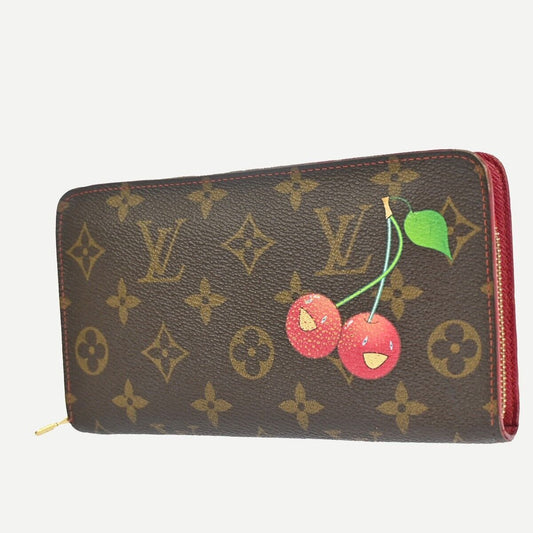 LOUIS VUITTON LV Zippy Long Wallet Purse Monogram Cherry Brown M95006 35FA453