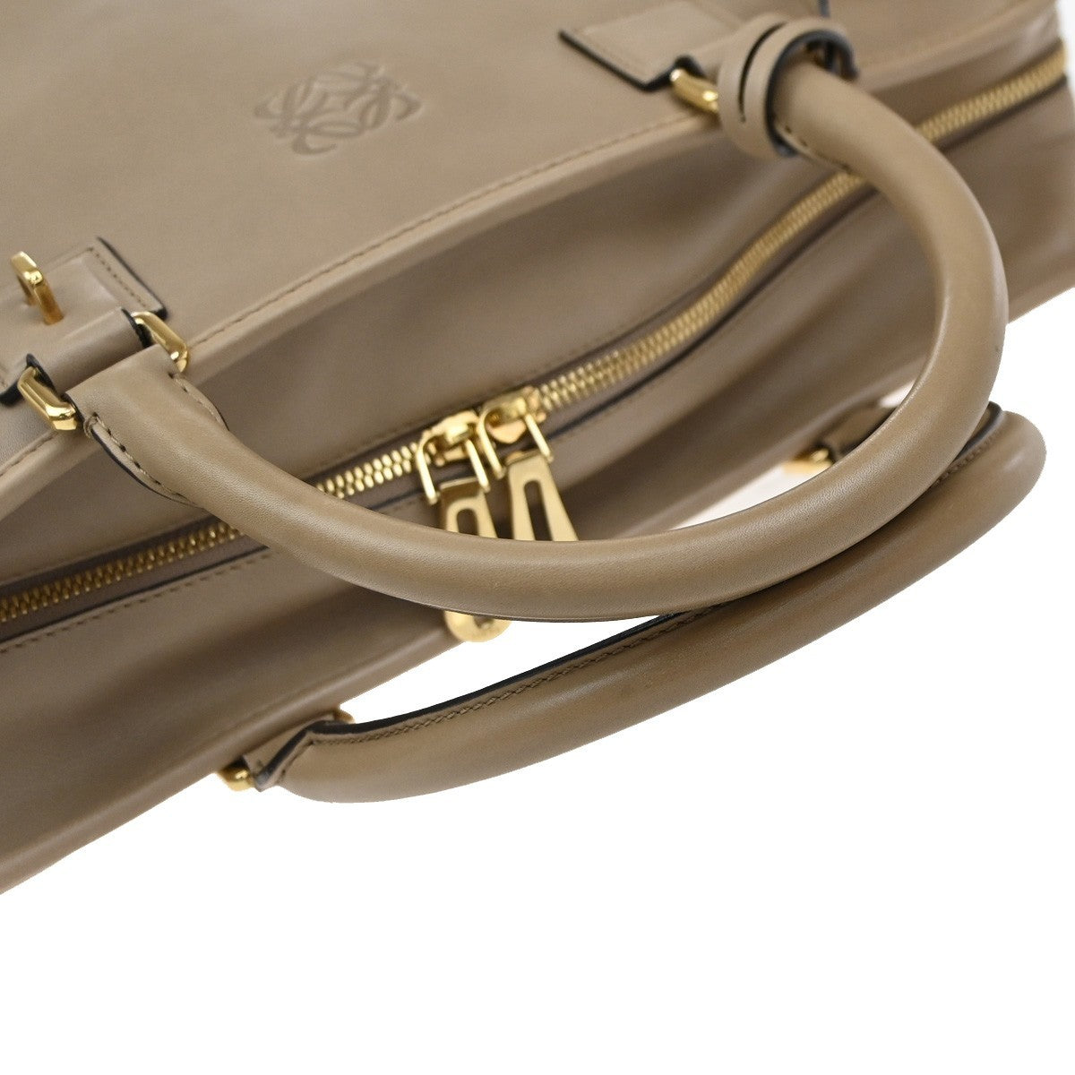 LOEWE Logo Anagram Amazona Hand Bag Leather Beige GHW Spain 21EG085