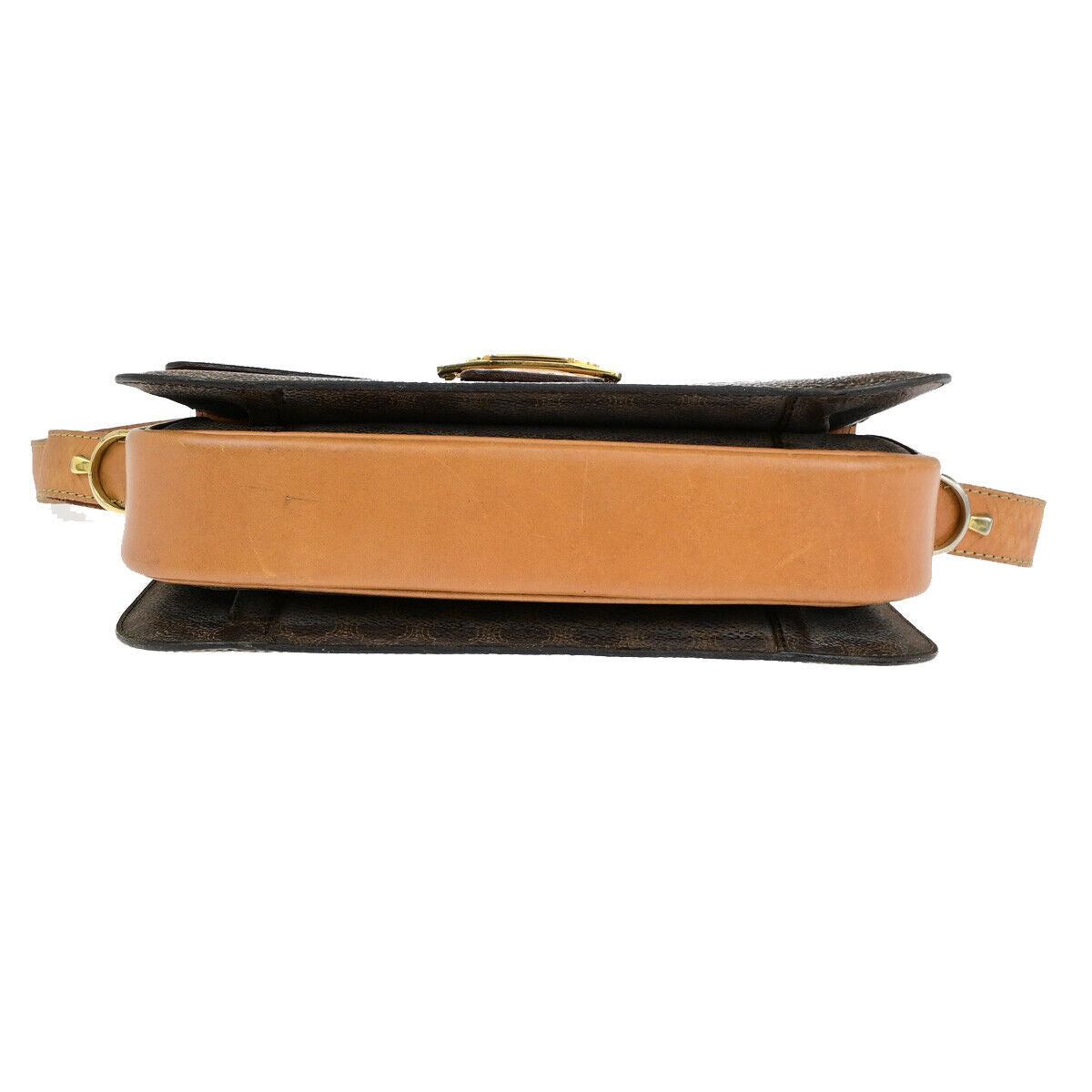 CELINE Macadam Pattern Horse Carriage Shoulder Bag PVC Leather Brown GHW 98YG603