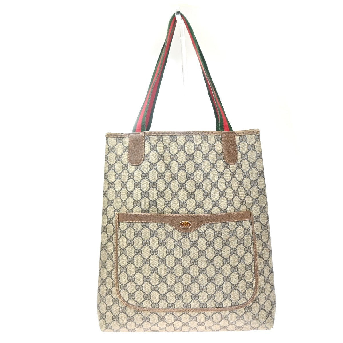 GUCCI Logo GG Sherry Line Shoulder Tote Hand Bag PVC Leather Beige Italy 60MA456