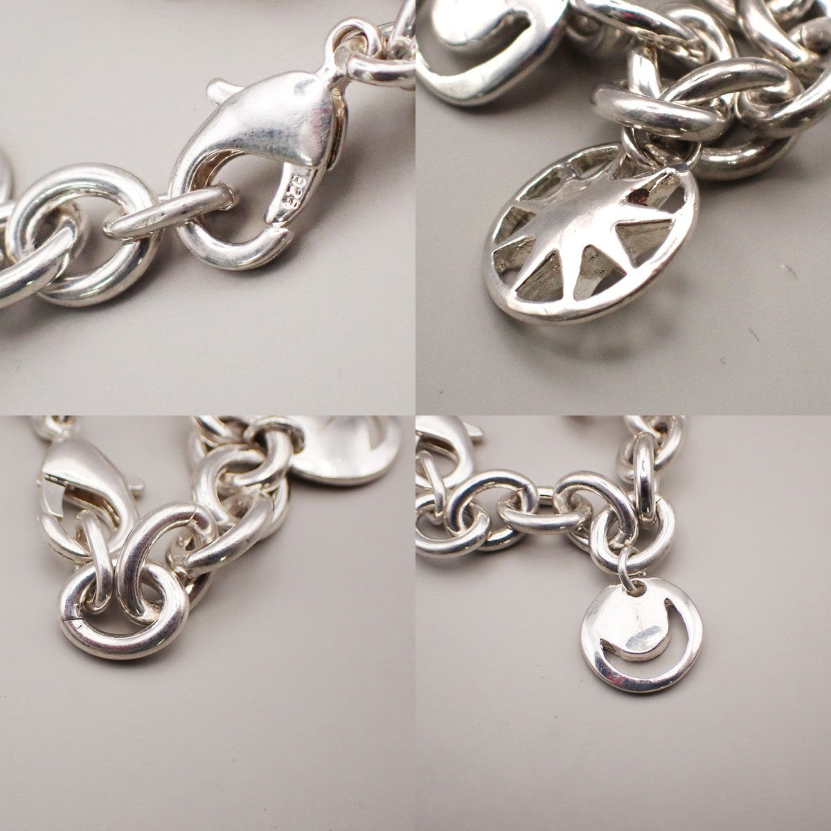 TIFFANY & CO. 5 Charm Stencil Chain Bracelet Sterling Silver AG 925 33KD047