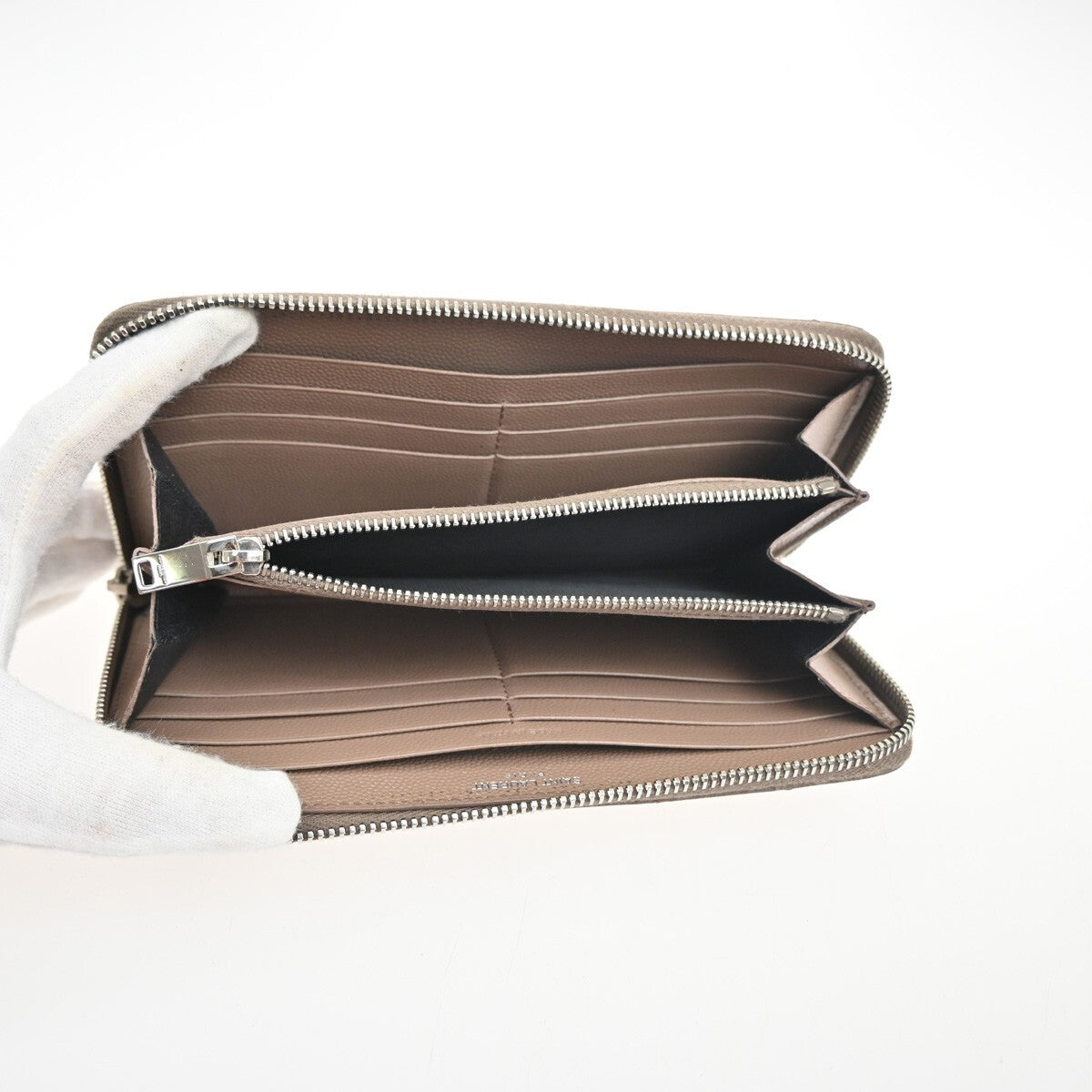 SAINT LAURENT YSL Logo Zipper Aroung Long Wallet Leather Brown SHW 64EF031