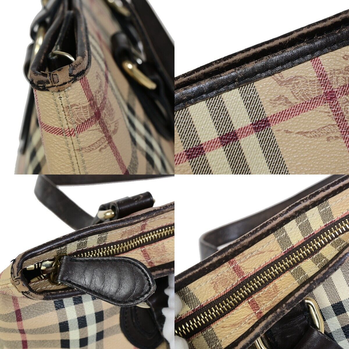 BURBERRY Logo Nova Check Shoulder Tote Bag Canvas Leather Beige Brown 67SJ006
