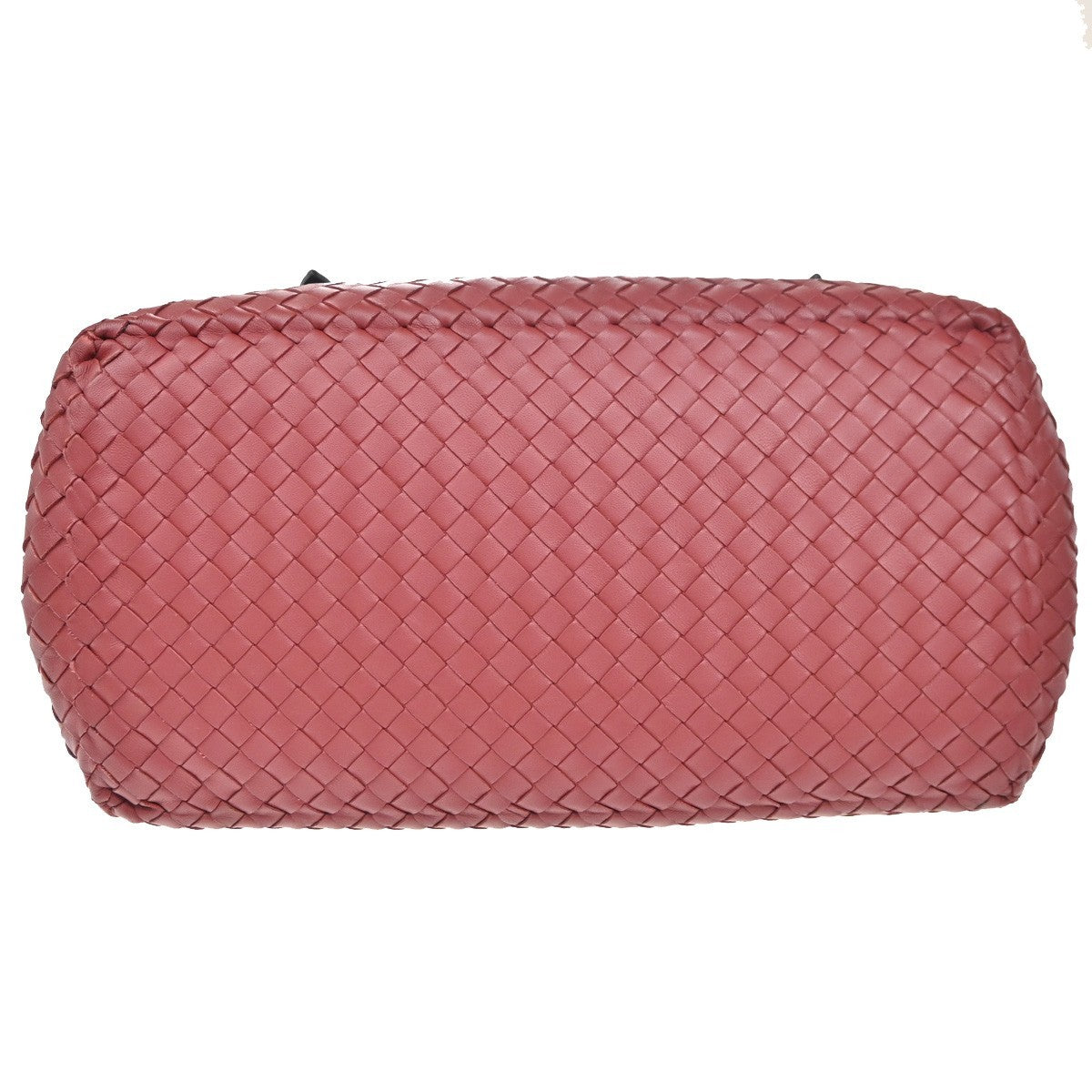 BOTTEGA VENETA Logo Intrecciato Shoulder Hand Bag Leather Red Italy 47RF991