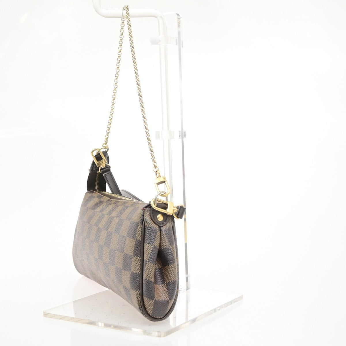 LOUIS VUITTON Eva Chain Shoulder Bag Damier Ebene Leather Brown N55213 601MA693