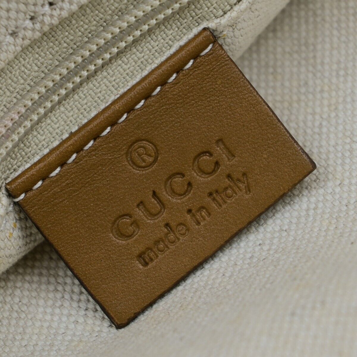 GUCCI Logo Diamante Sukey Shoulder Bag Charm Canvas Leather Brown 85EE037