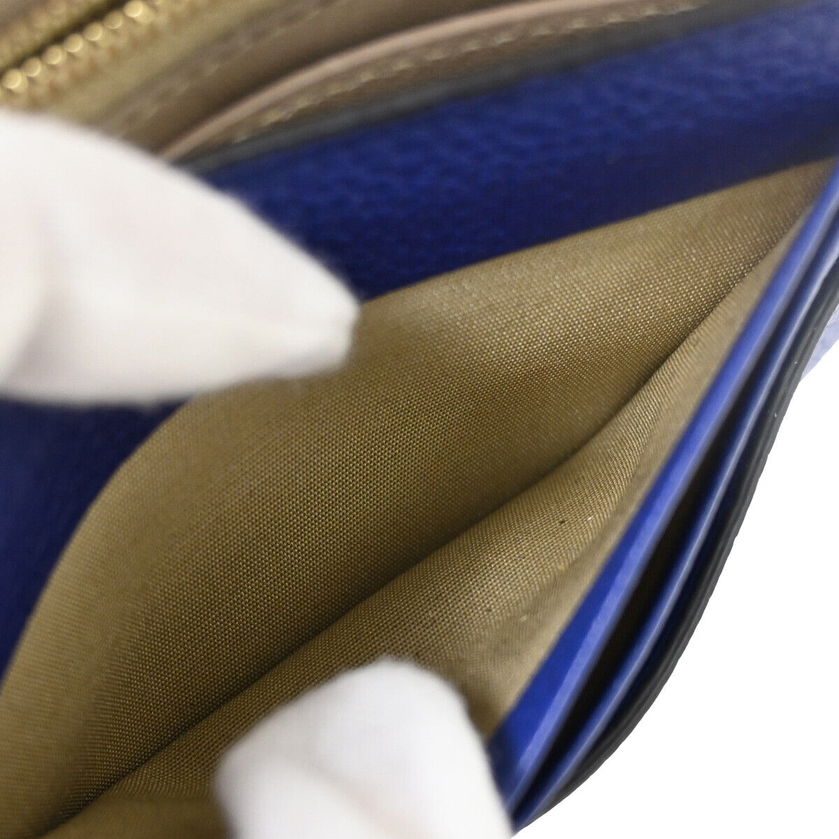 CELINE Logo Large Flap Long Bifold Wallet Purse Leather Blue Italy 01YB373