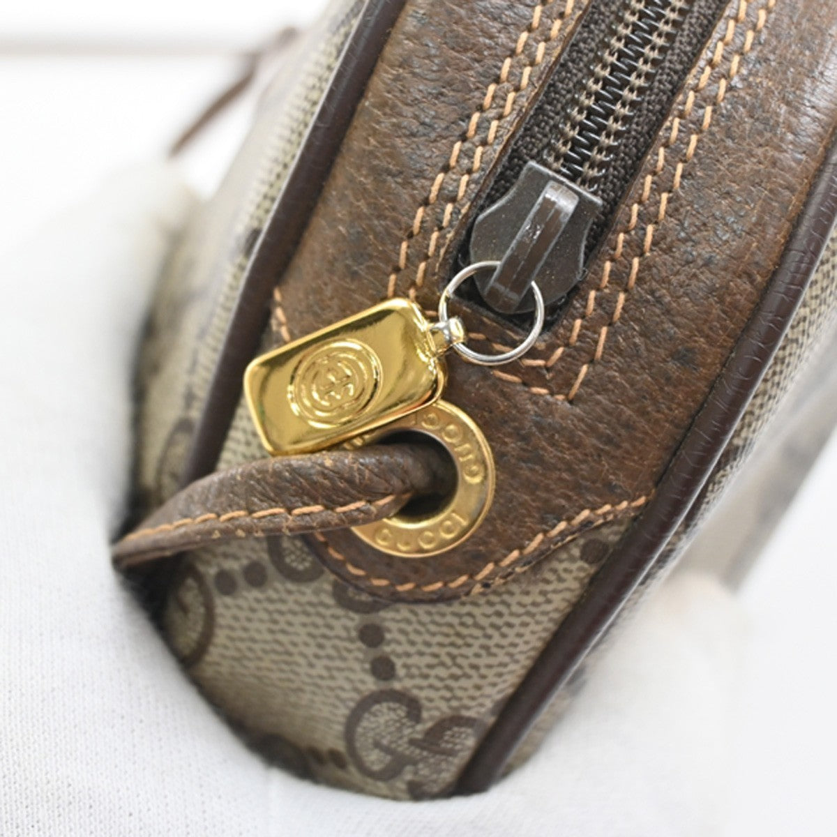 Gucci GG Web Sherry Line Small Crossbody  shoulder Bag PVC leather brown 33SA049