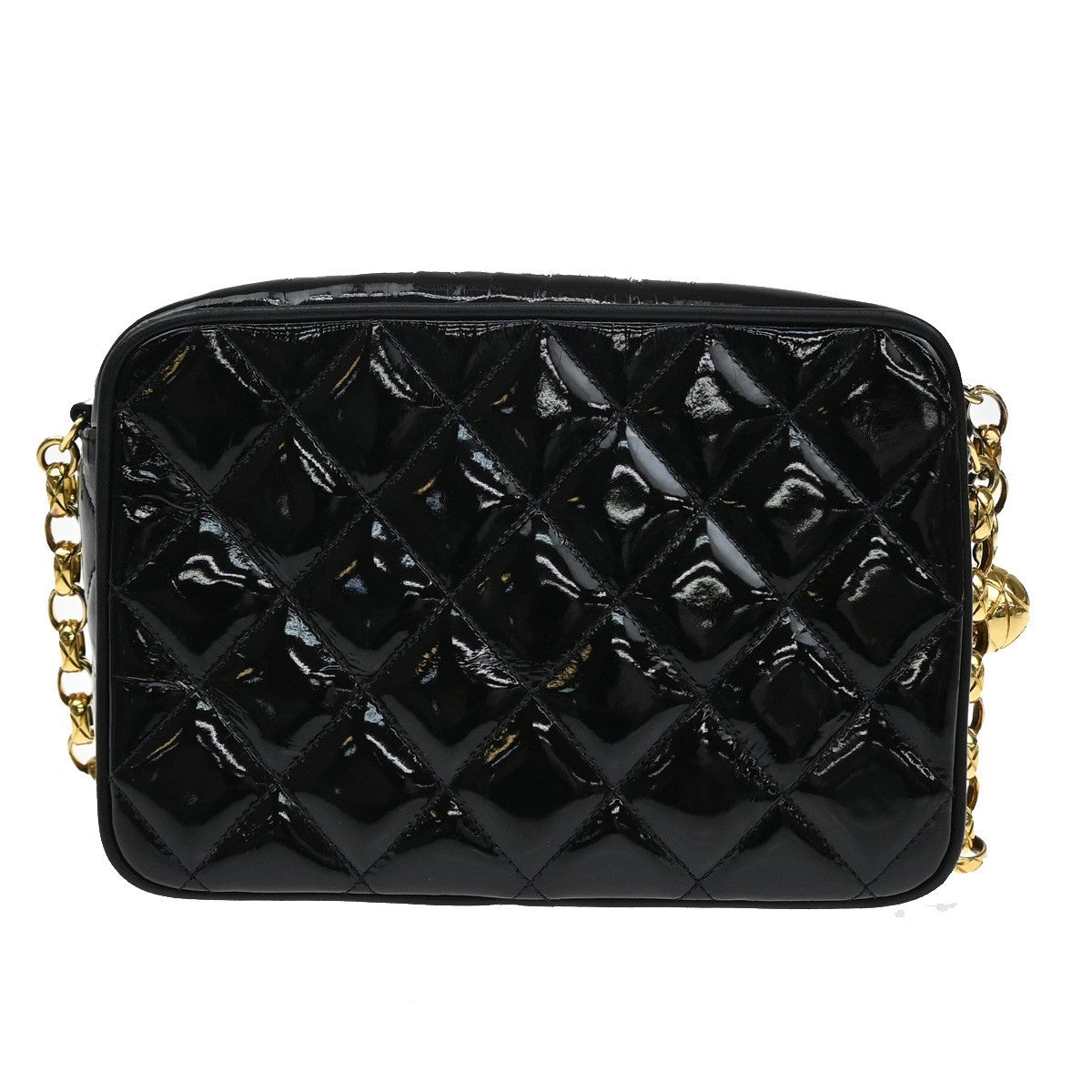 CHANEL CC Matelasse Mini Chain Shoulder Bag Patent Leather BK GHW VTG 375RL116
