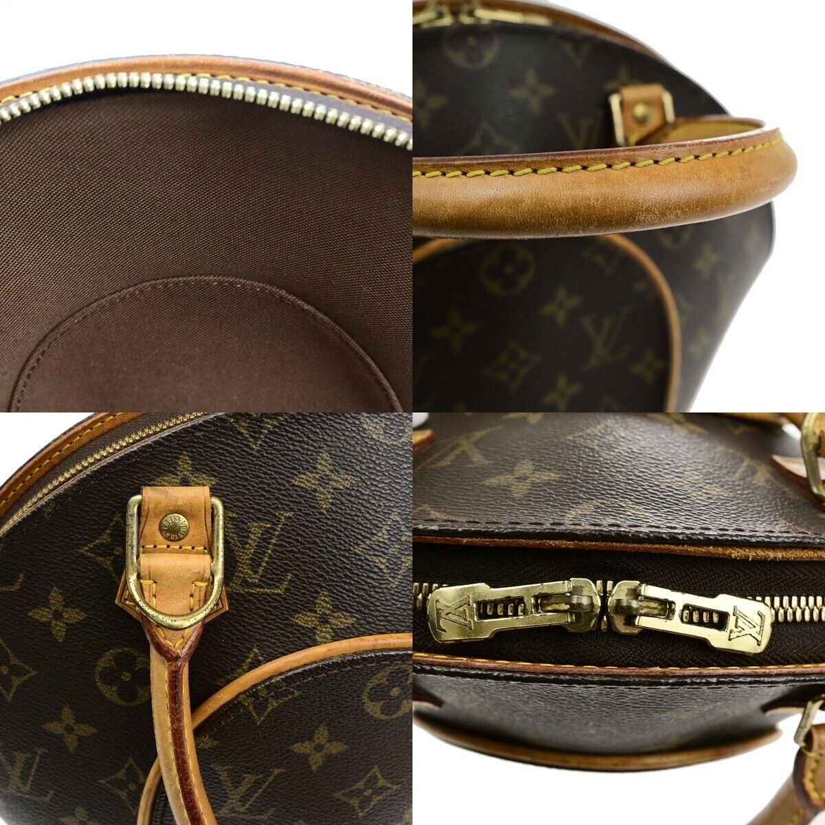 LOUIS VUITTON LV Logo Ellipse PM Hand Bag Monogram Leather Brown M51127 72ED452
