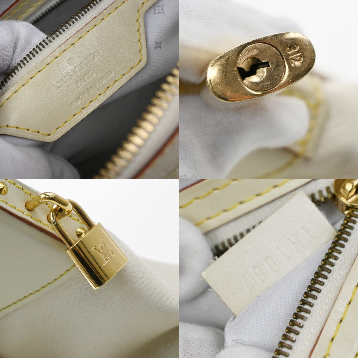 LOUIS VUITTON Lockit PM Hand Bag Suhali Leather White Padlock M91887 73MA688